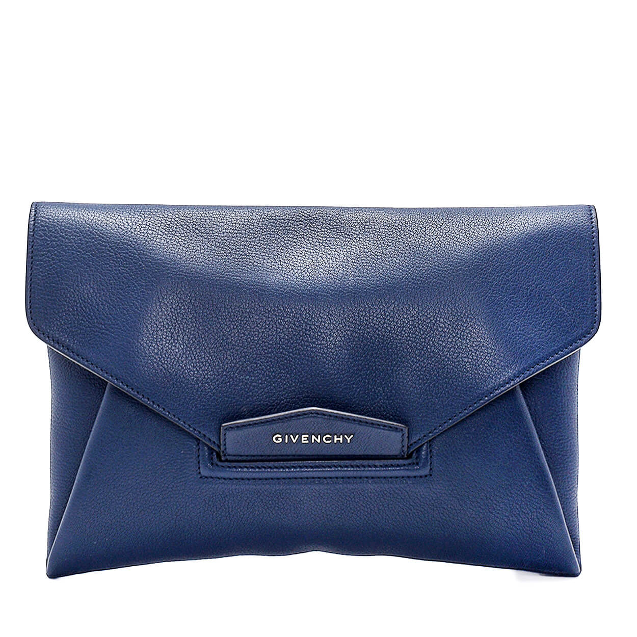 GIVENCHY - Navy Leather Envelope Clutch